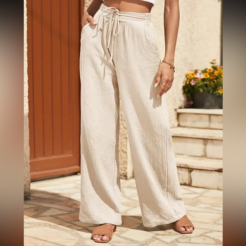 Cream pant flowy